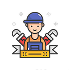 An icon representing a worker, often associated with professions like a handyman, construction worker, or maintenance engineer